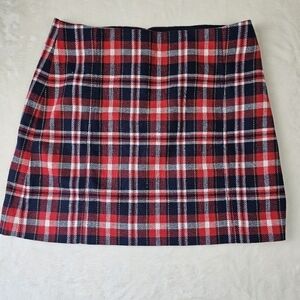 J crew skirt size 10 school girl wool blend Halloween Costume plaid red blue